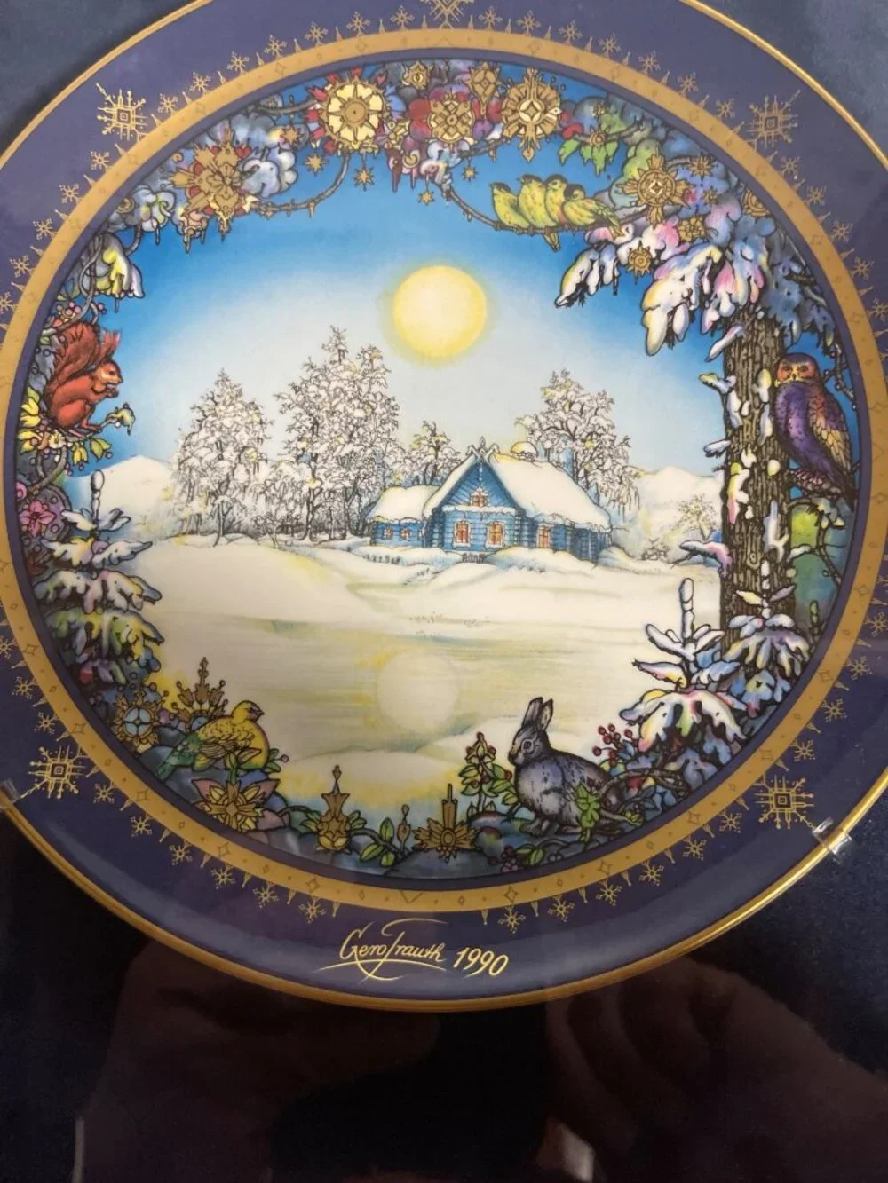 Christmas Plates by Heinrich Silent Night Gregory Frank Plate in Frame VTG 1990